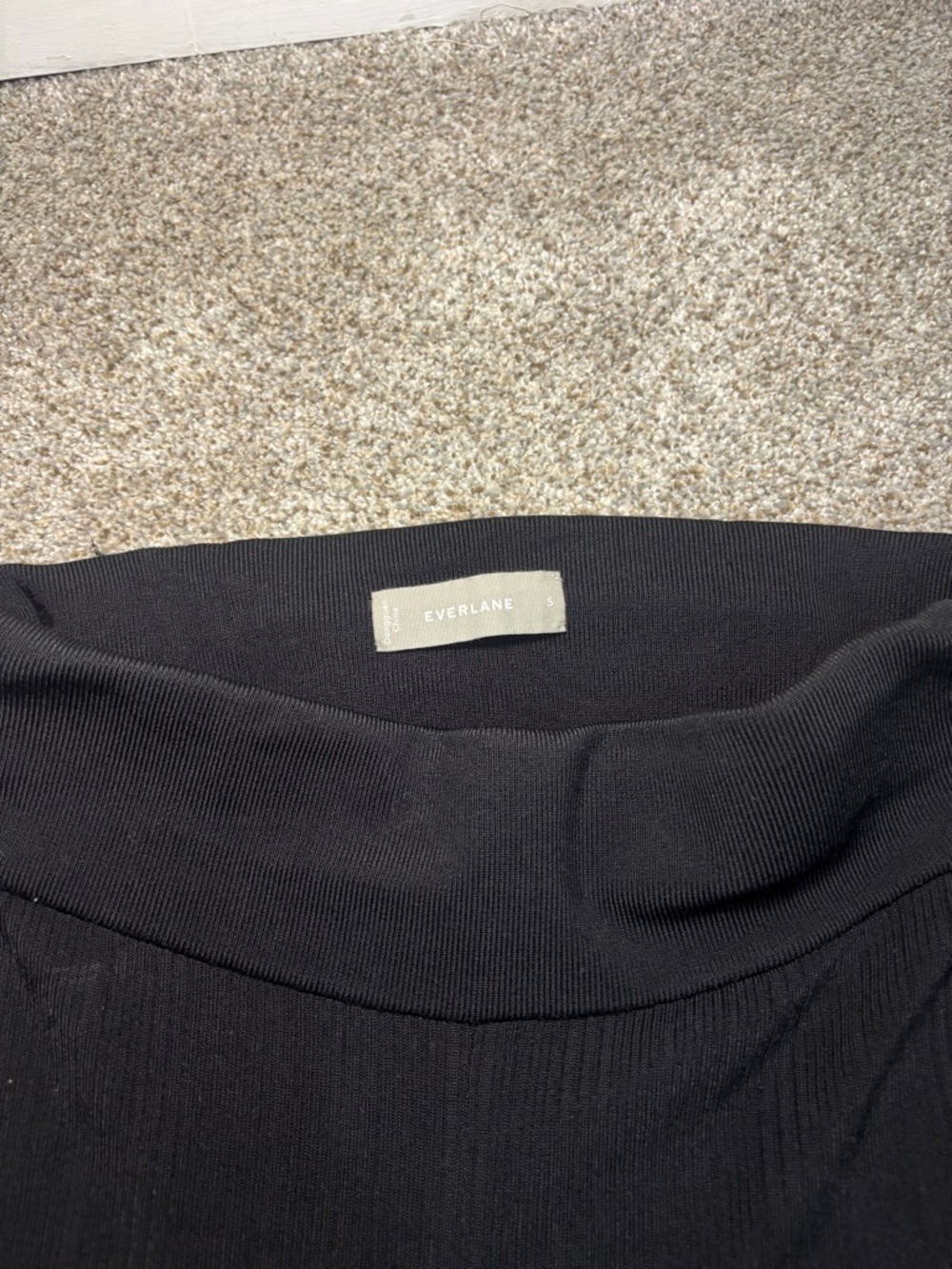 Everlane The Rib Knit Pant Lounge Flare Scalloped Hem Black S - Picture 9 of 13
